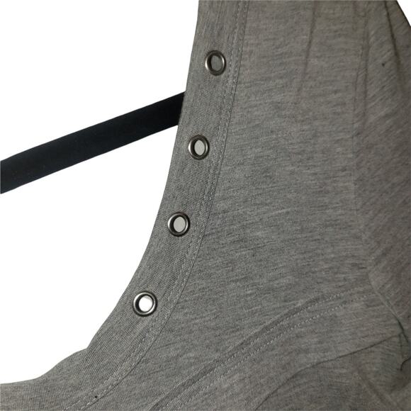 90s Wet Seal riveted long sleeve top women's size small gray wrap bandage - Picture 8 of 9